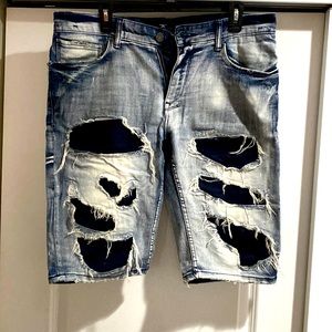Ripped denim shorts